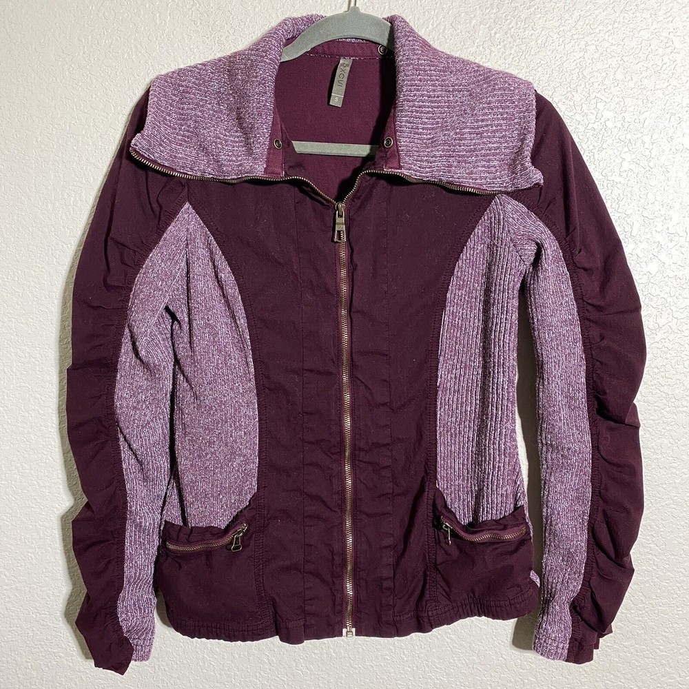 XCVI Womens Jacket Size Small Maroon Front Zipper